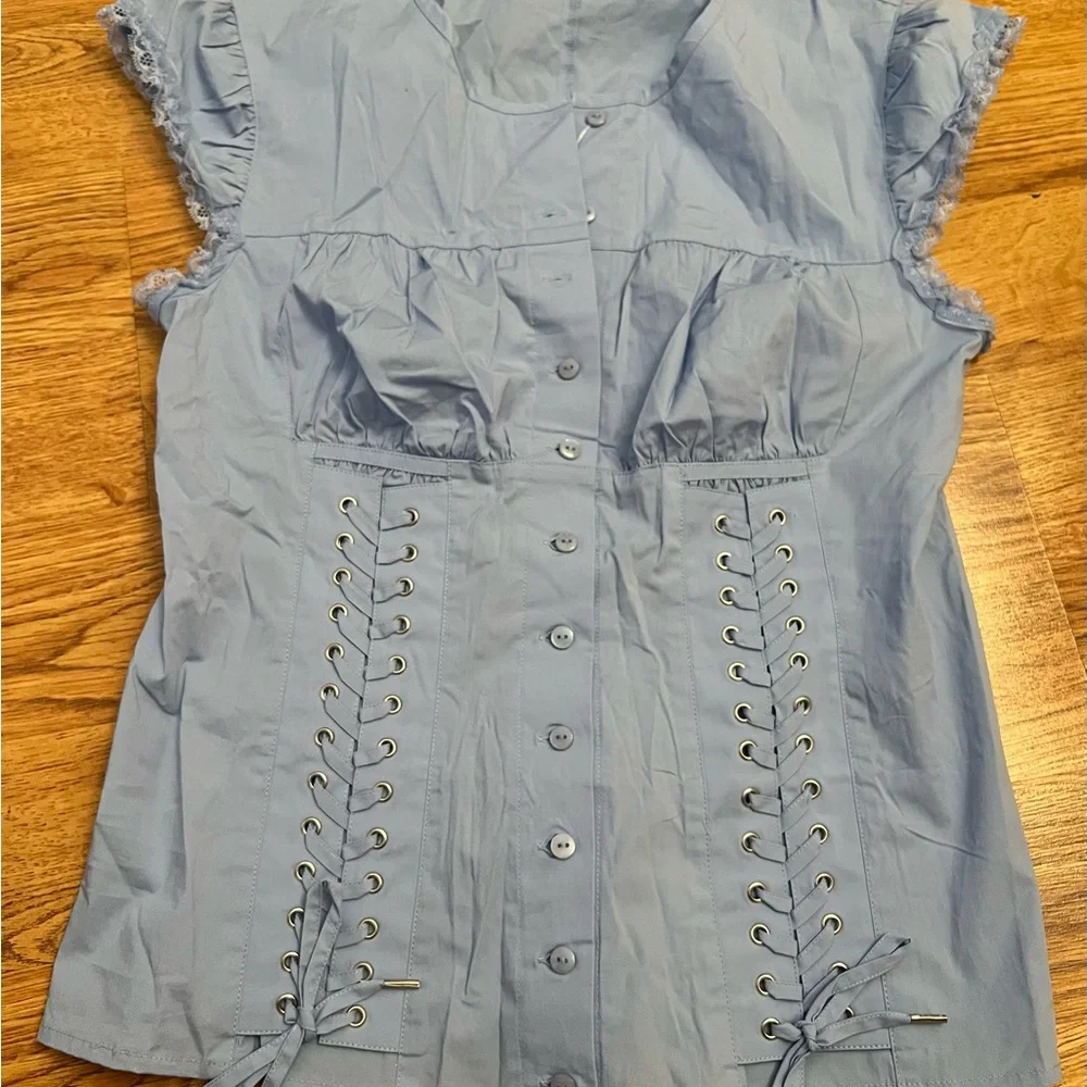 Moda International Sleeveless Sky Blue Top - Picture 7 of 10